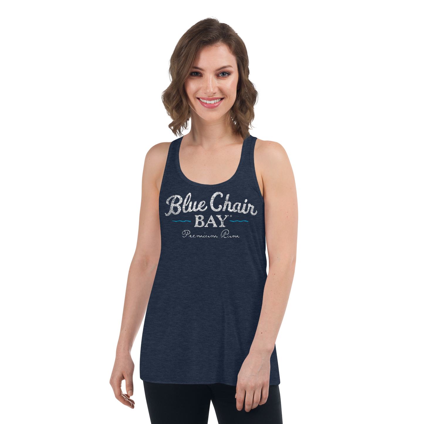 Ladies Flowy Scoop Tank - Heather Navy