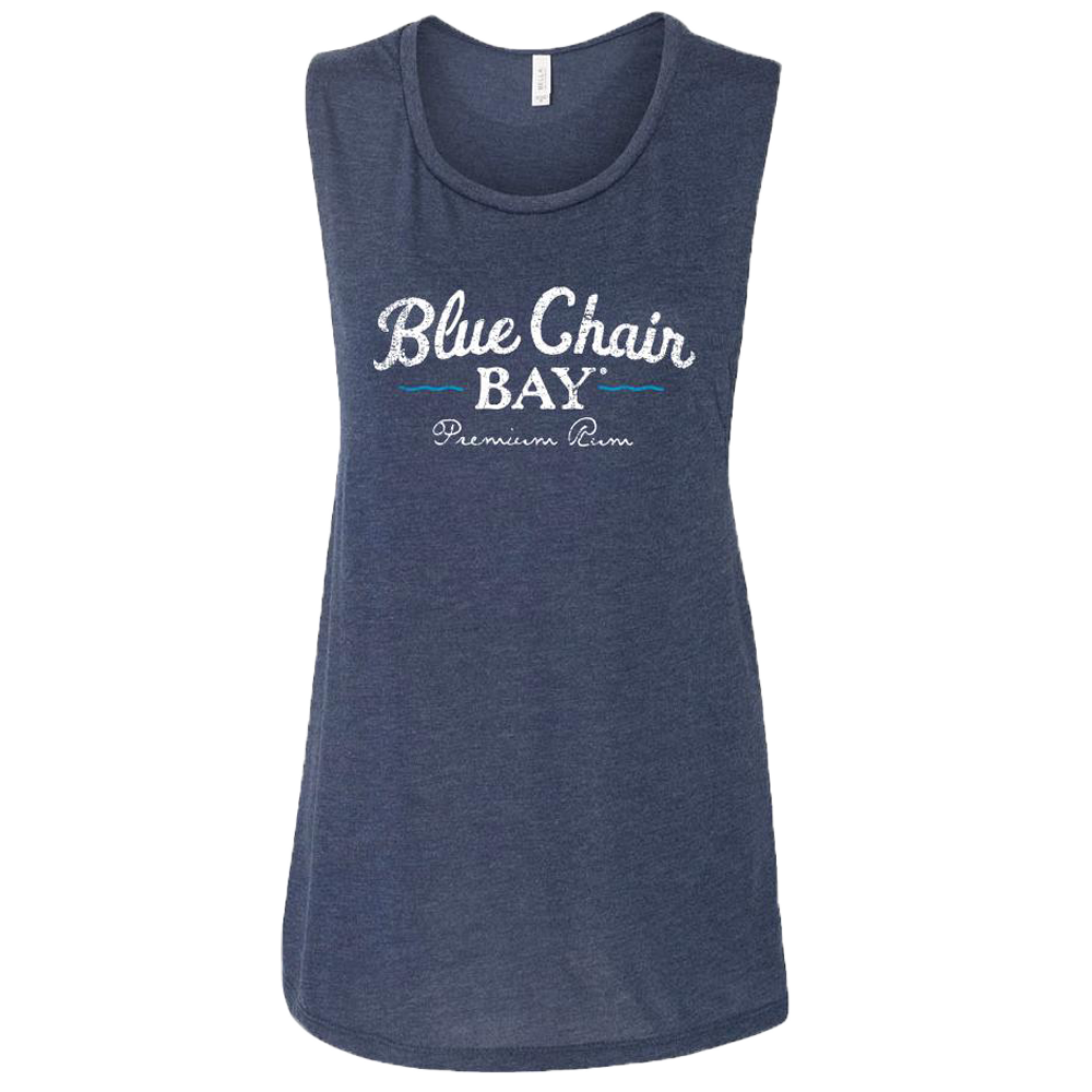 Ladies Flowy Scoop Tank - Heather Navy