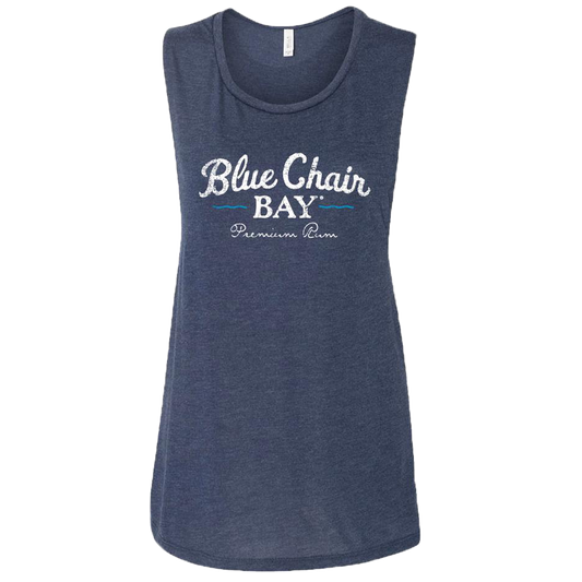 Ladies Flowy Scoop Tank - Heather Navy