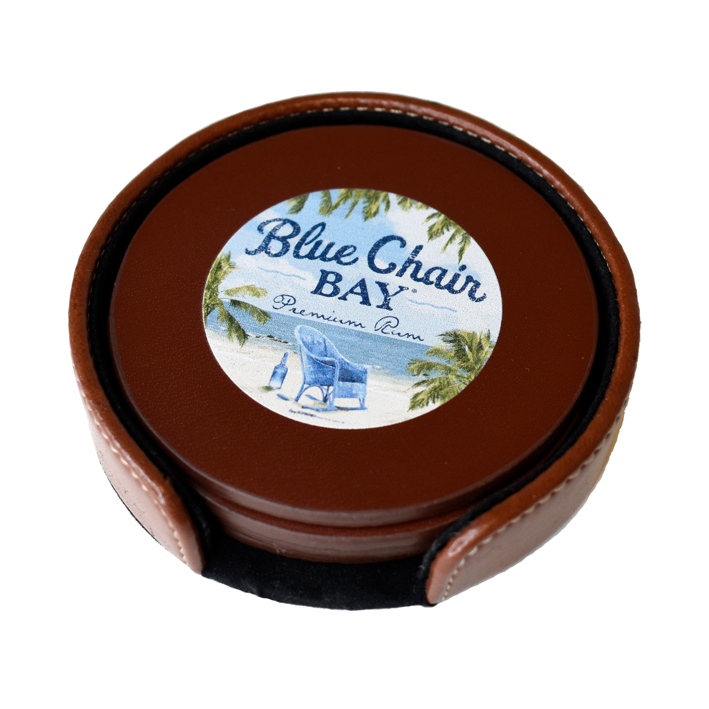 Blue Chair Bay Rum Leather Coaster Set