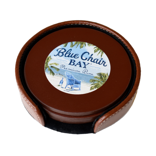 Blue Chair Bay Rum Leather Coaster Set